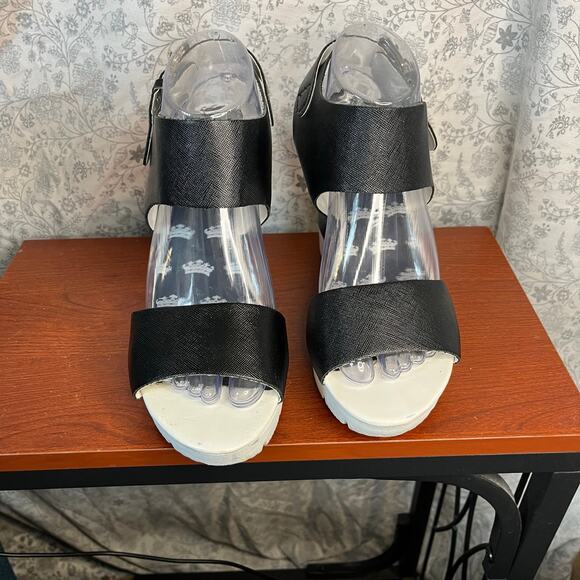 Juicy Couture Black Wedge Sandals Sz 10 Y2K Platform Vintage 2000s retro chunky - Picture 7 of 14